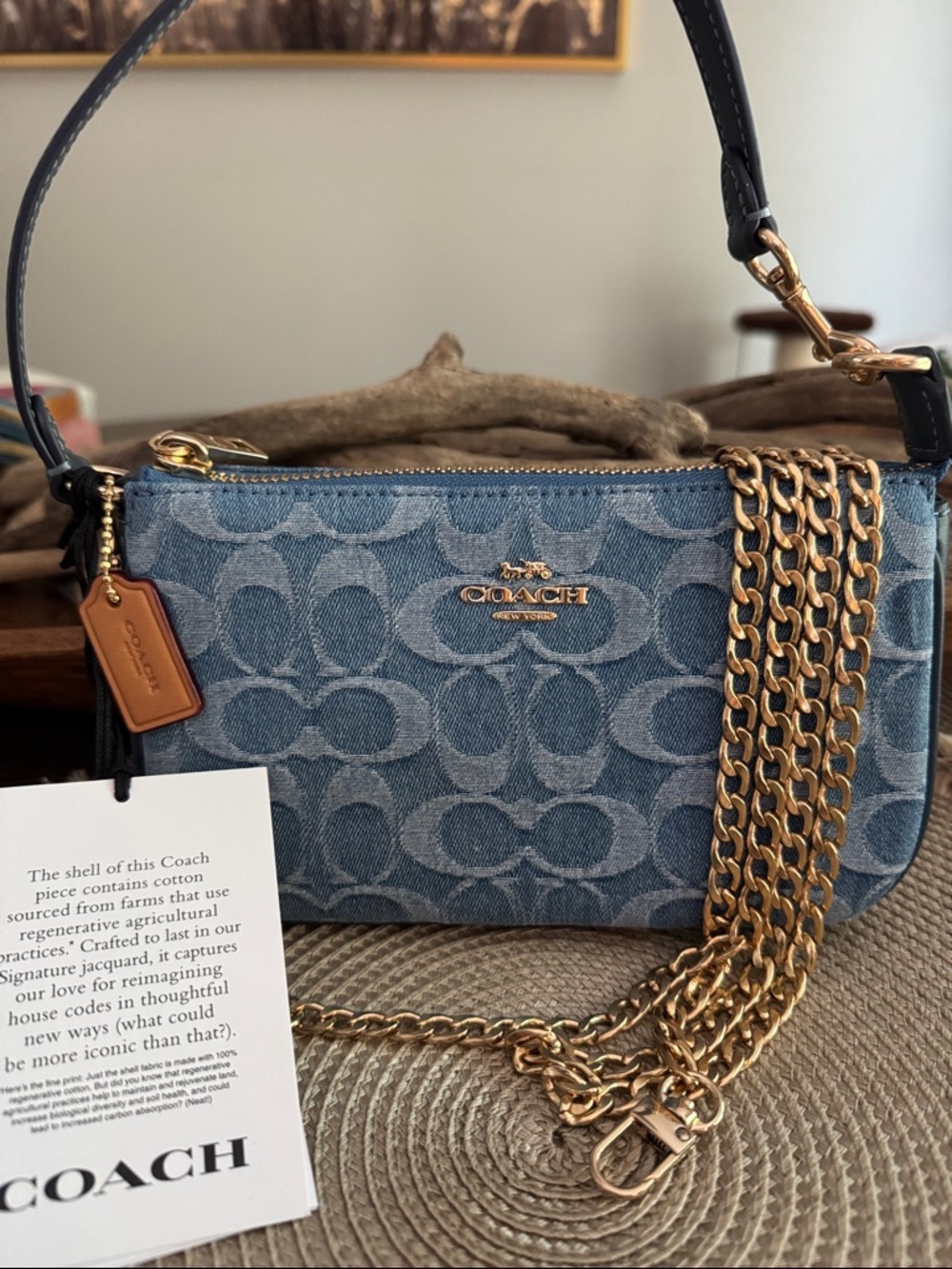 Coach Denim Crossbody or Wristlet in Blue Denim